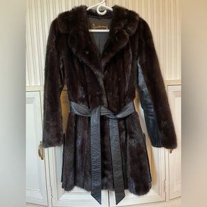 Gartenhaus Women’s Genuine Mink Fur and Leather Coat.